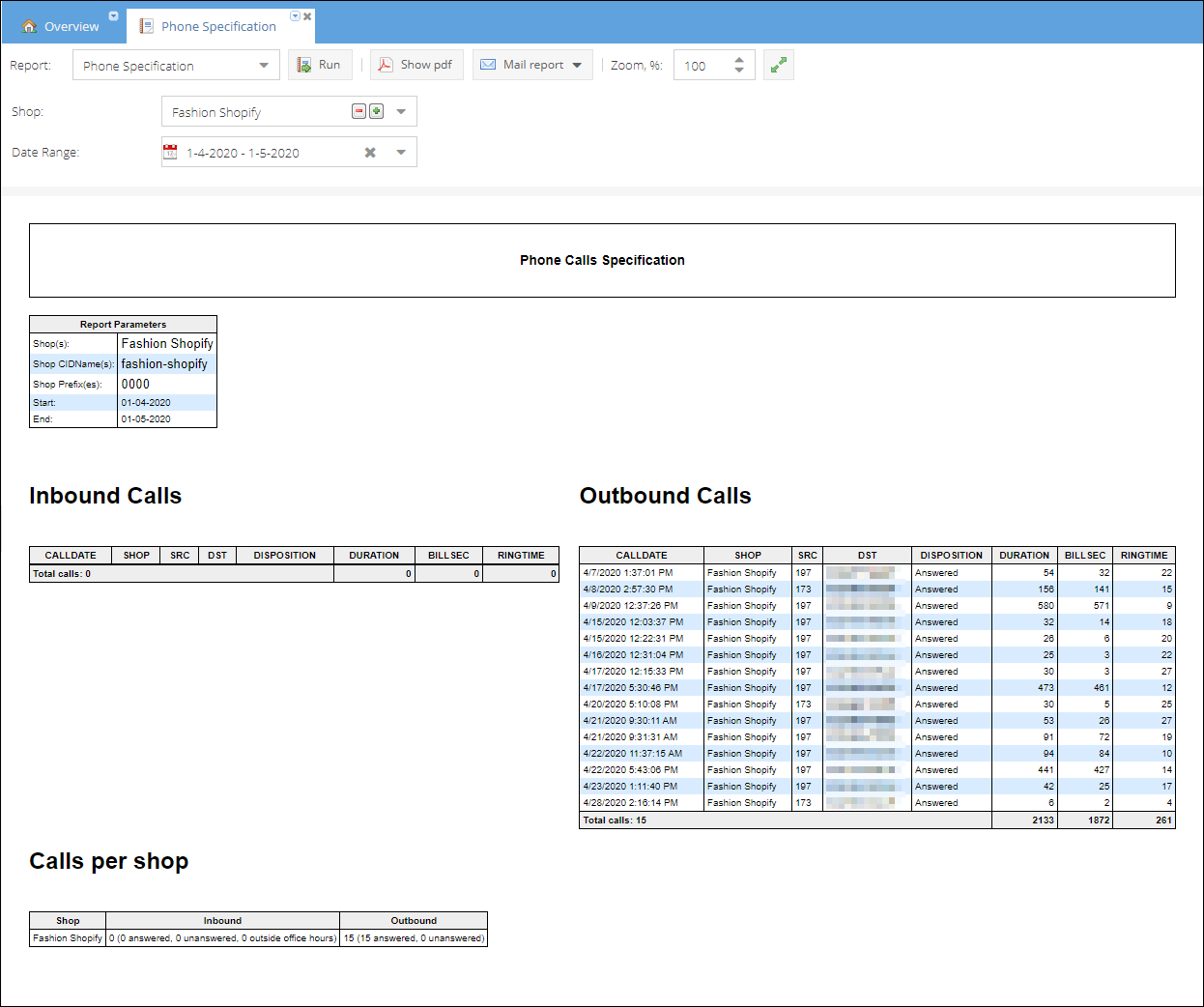 phone-calls-specification-report